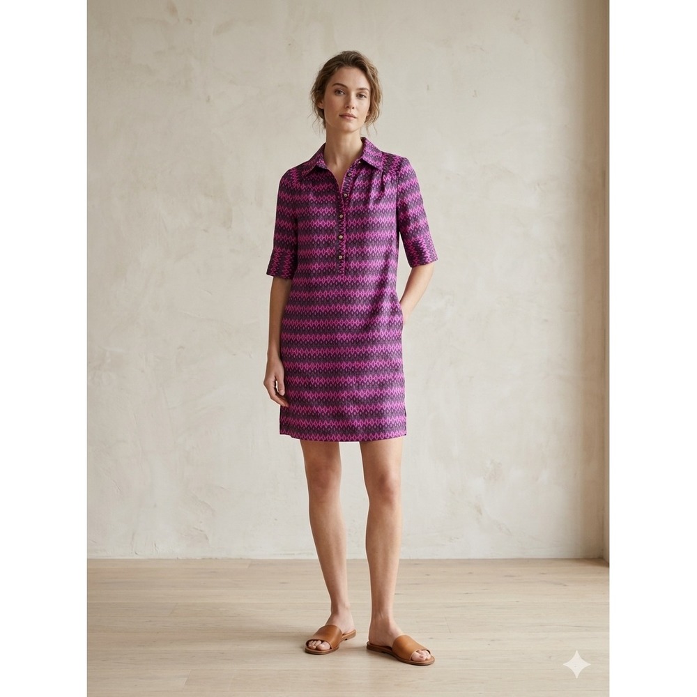 Vintage Milly of New York Silk Geometric Print Shift Dress Pink Purple‎ Size 4